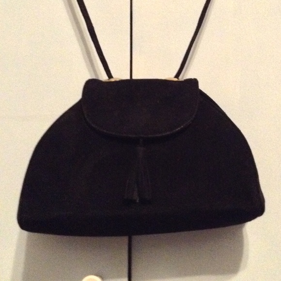 Vintage Black Suede Tassel Crossbody Purse - Picture 4 of 8